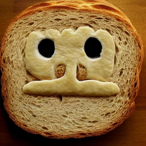 Image similar to bread with a crying human face