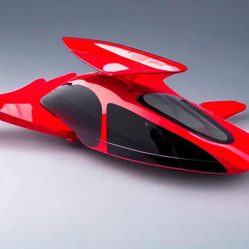 Image similar to futuristic red sporty electric flying hovercar 35mm 8k product photo