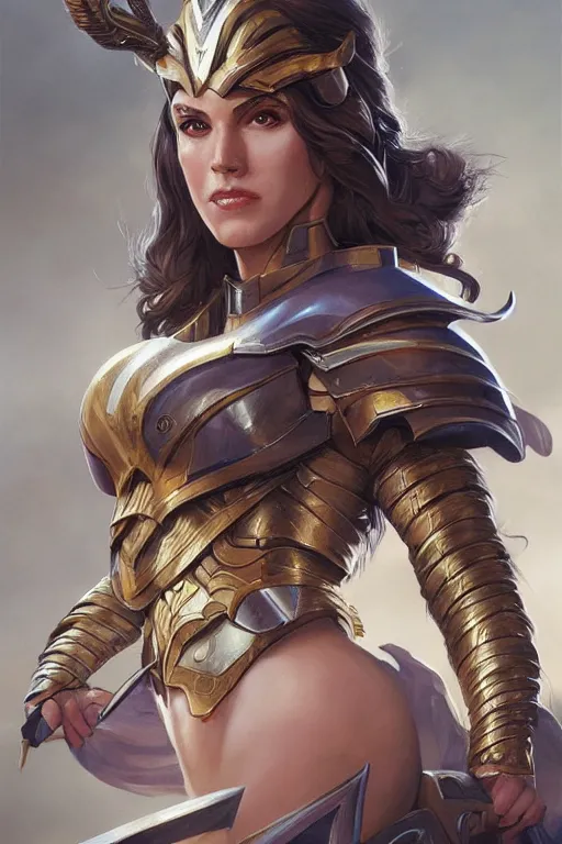 Image similar to amazon valkyrie athena, d & d, fantasy, portrait, highly detailed, headshot, digital painting, trending on artstation, concept art, sharp focus, illustration, art by artgerm and greg rutkowski and magali villeneuve