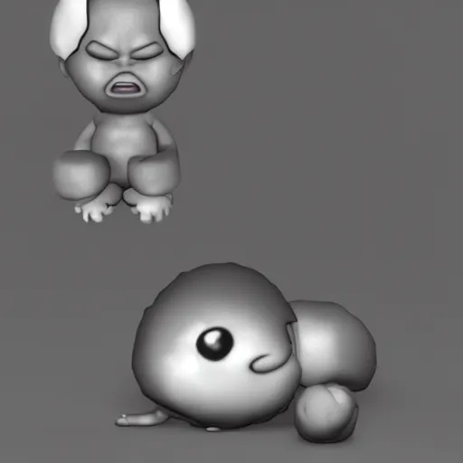 Prompt: realistic 3d render of crying Isaac from the videogame 'The Binding of Isaac'