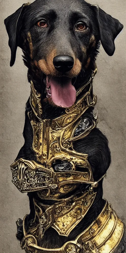 German Shepherd Dog in Traditional Painterly Golden Light 20210131