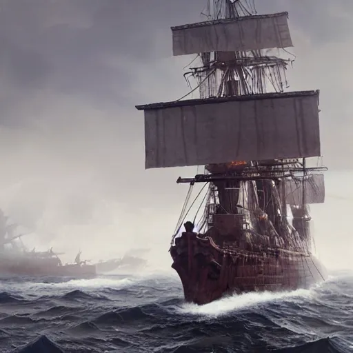 Image similar to the swedish 1 7 th century warship vasa, octane render, deviantart, greg rutkowski, cinematic, key art, hyperrealism