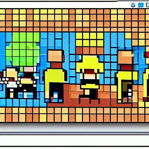 Image similar to zoom meeting, pixle art