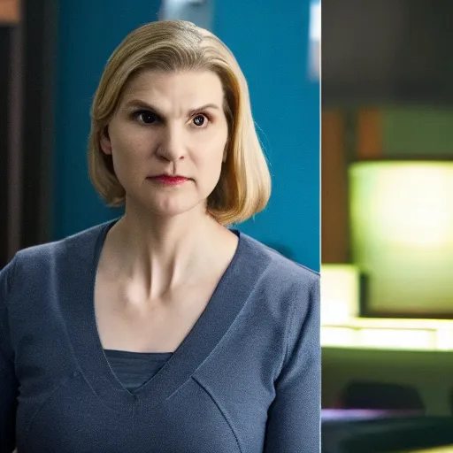 Prompt: Kim Wexler becoming god and trascending time and space