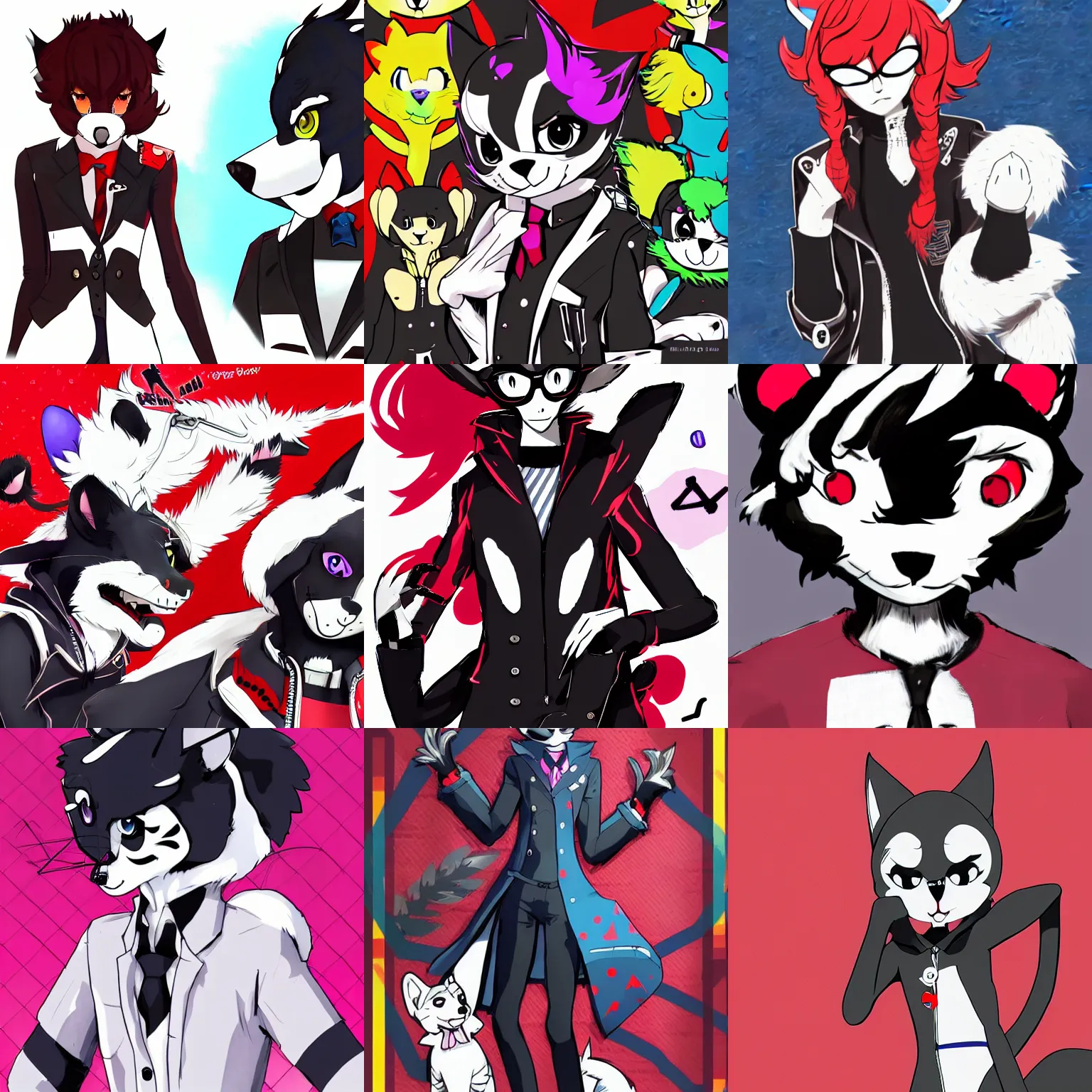 Prompt: a furry fursona, persona 5 style