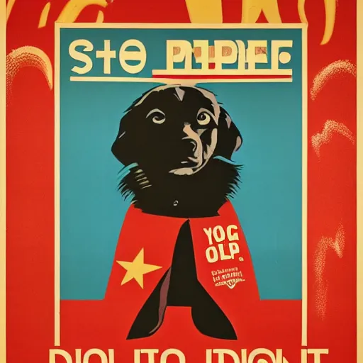 Prompt: advertising poster for dogfood in style of shep fairey, obey giant, soviet
