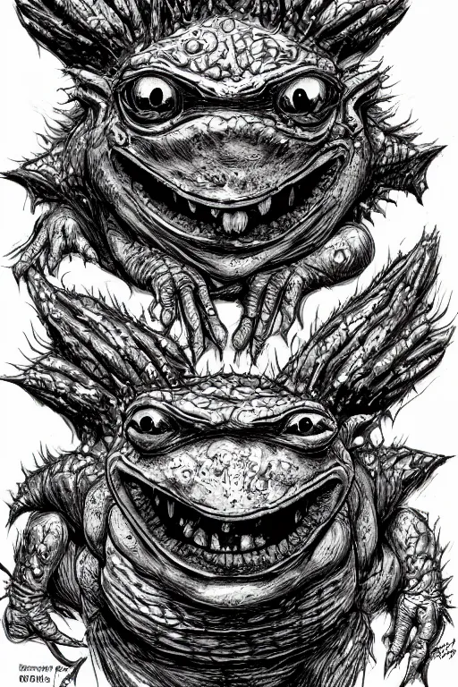 Image similar to toad goblin, symmetrical, highly detailed, digital art, sharp focus, trending on art station, kentaro miura manga art style