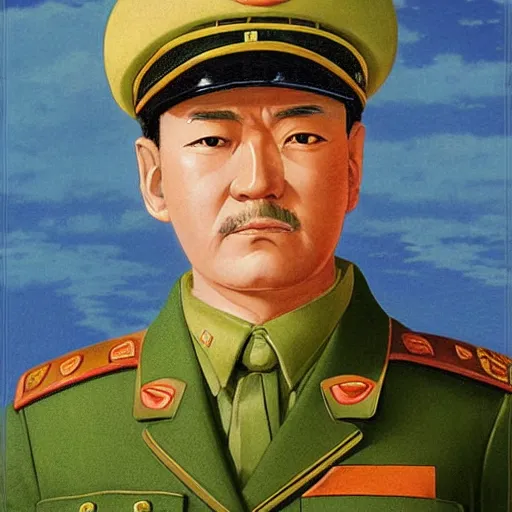 Image similar to anime soviet officer by Hasui Kawase by Richard Schmid