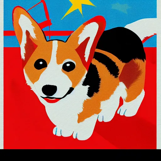Prompt: corgi dog as communist dictator painting, soviet propagandy style