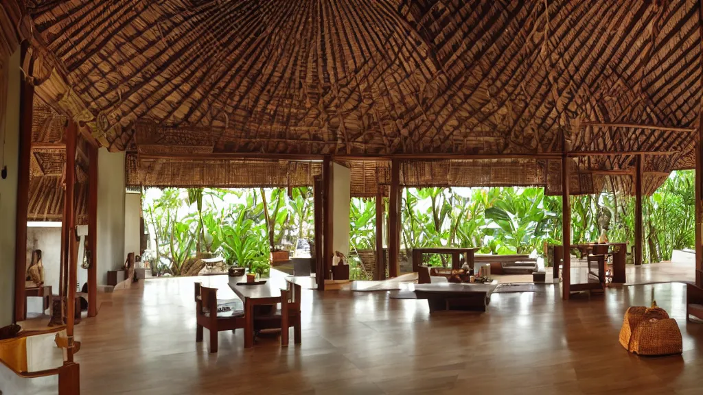 Image similar to bali interior indoor architecture, trending, famous, popular