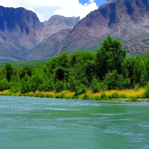 Image similar to a very very very very beautiful river and mountains