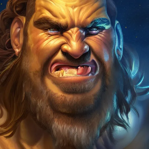 Image similar to clear portrait hulking herculean ogre jesus christ, background hyper detailed, character concept, full body, dynamic pose, glowing lights intricate, elegant, highly detailed, digital painting, artstation, concept art, sharp focus, illustration, van baarle lois and sanderson ruth