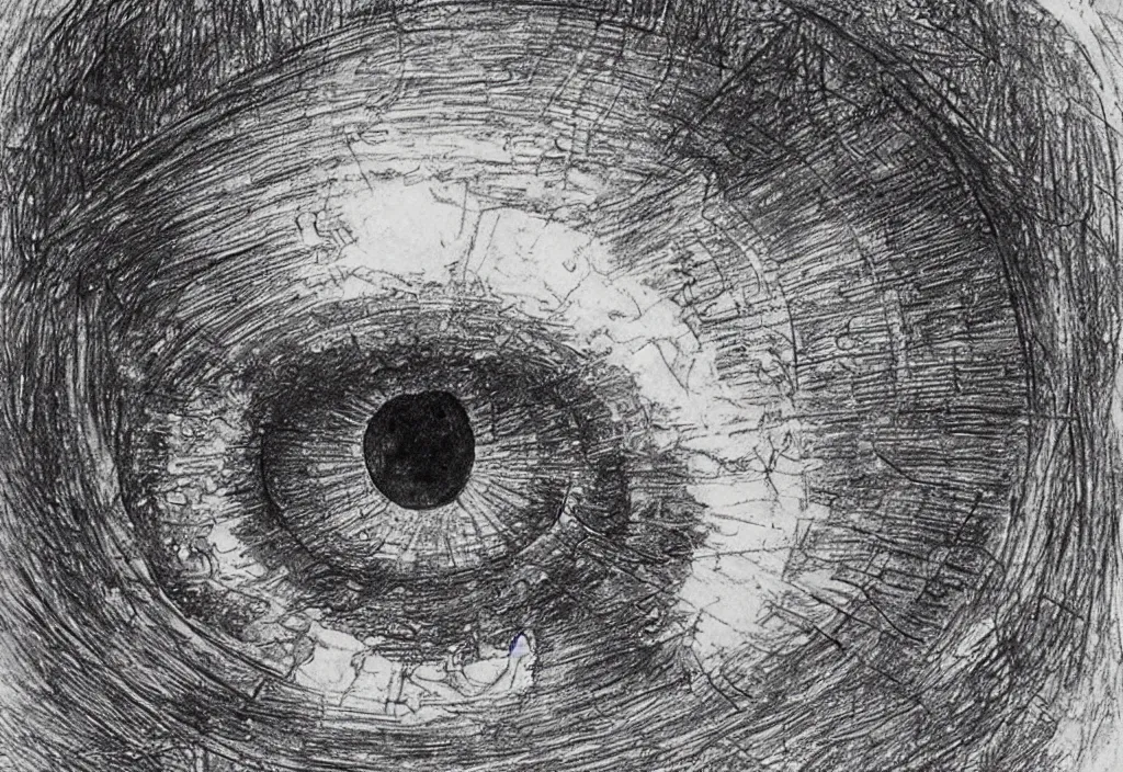 Prompt: very detailed sketch of a cosmic mystic eye by leonardo davinci