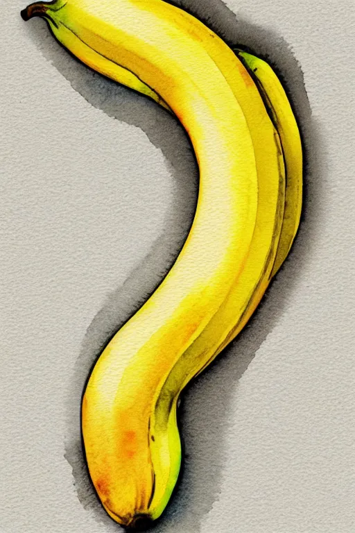 Prompt: minimalist watercolor art of a banana, illustration, vector art