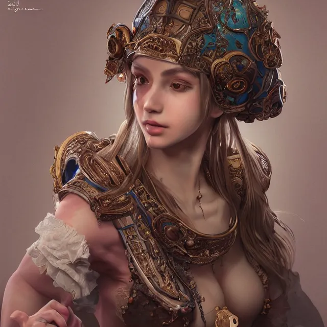 Prompt: studio portrait of neutral good colorful female cleric bard healer as absurdly beautiful, elegant, realistic young gravure idol, an ultrafine hyperdetailed illustration by james jean, irakli nadar, intricate linework, detailed faces, super sharp focus, bright colors, octopath traveler, final fantasy, unreal engine 5 highly rendered, global illumination, radiant light