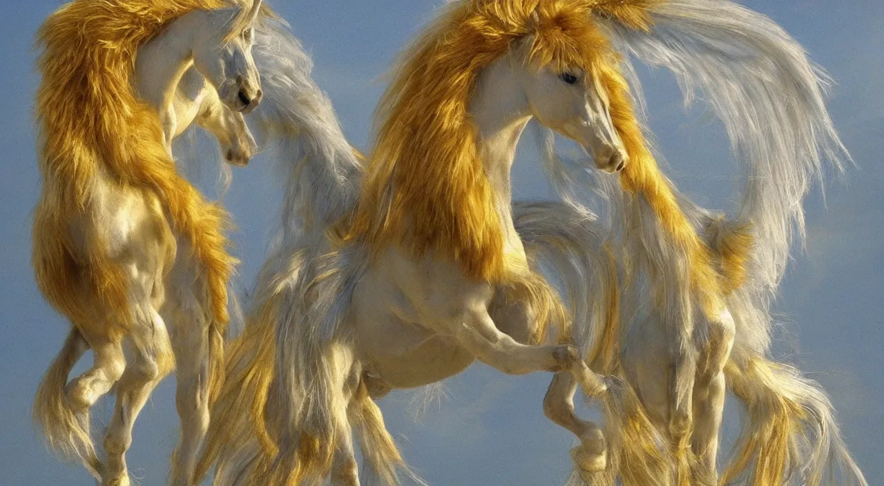 Image similar to beautiful pegasus with golden fur