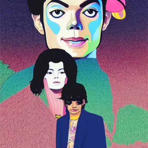 Prompt: a portrait of a michael jackson by inio asano, beeple and james jean, chiho aoshima color scheme