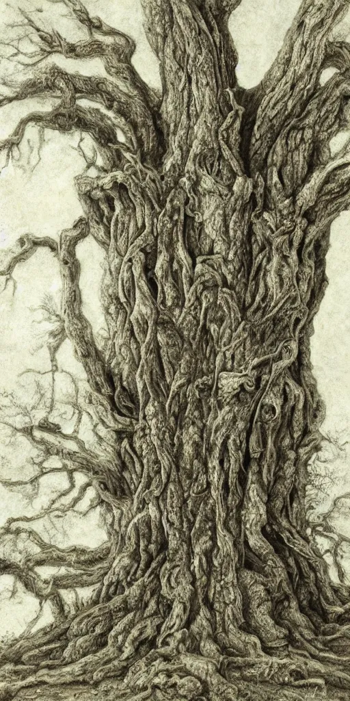 Image similar to a detailed portrait of a ancient tree