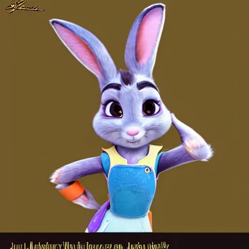Prompt: judy hopps as a real woman portrait