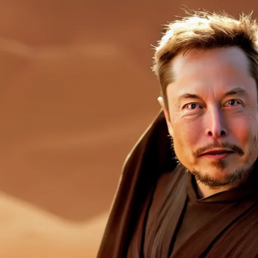 Prompt: elon musk as obiwan kenobi on tatooine