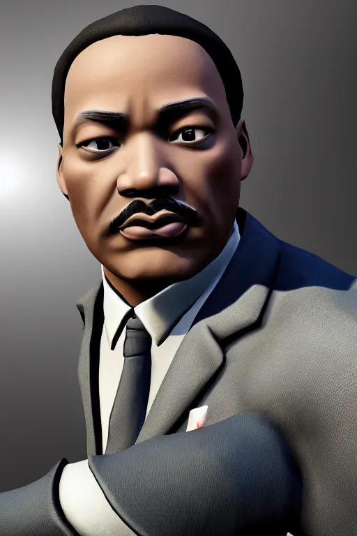 Image similar to martin luther king, american revolution leader, fortnite character, unreal engine. 4 k, highly detailed