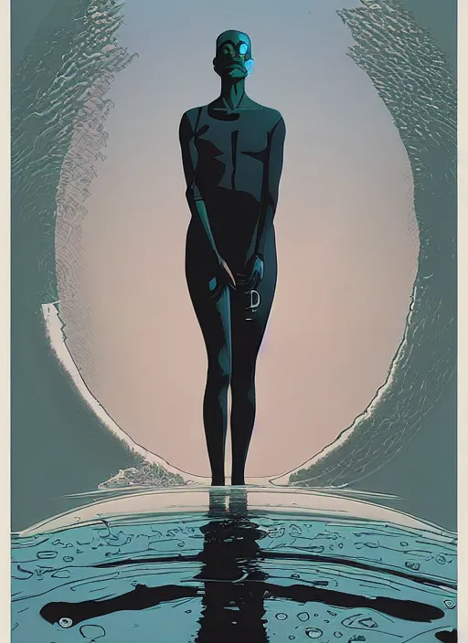 Prompt: poster artwork by Michael Whelan and Tomer Hanuka, of Delos Incorporated, clean