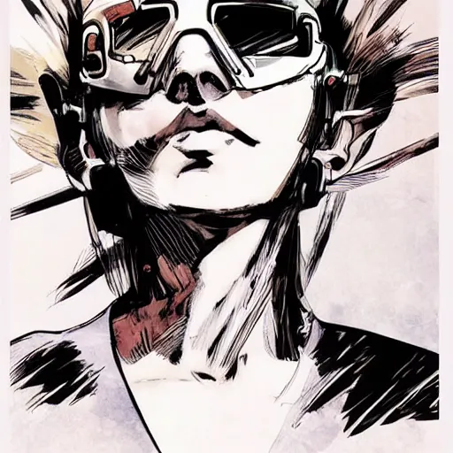 Prompt: graphic novel cover art of a girl using googles looking to the sky, artwork by yoji shinkawa, poster cover art