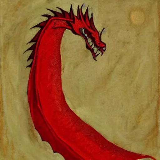 Image similar to a red dragon, profile picture, renaissance style, oil paint