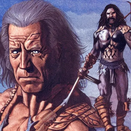 Prompt: joe biden as conan the barbarian, super detailed, by moebius