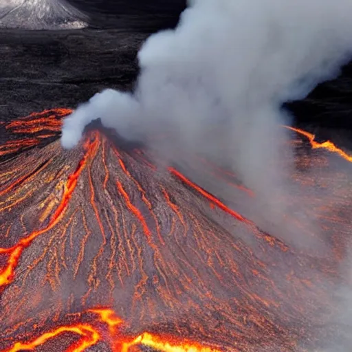 Prompt: a volcano erupting but the lava is replaced with chocolate