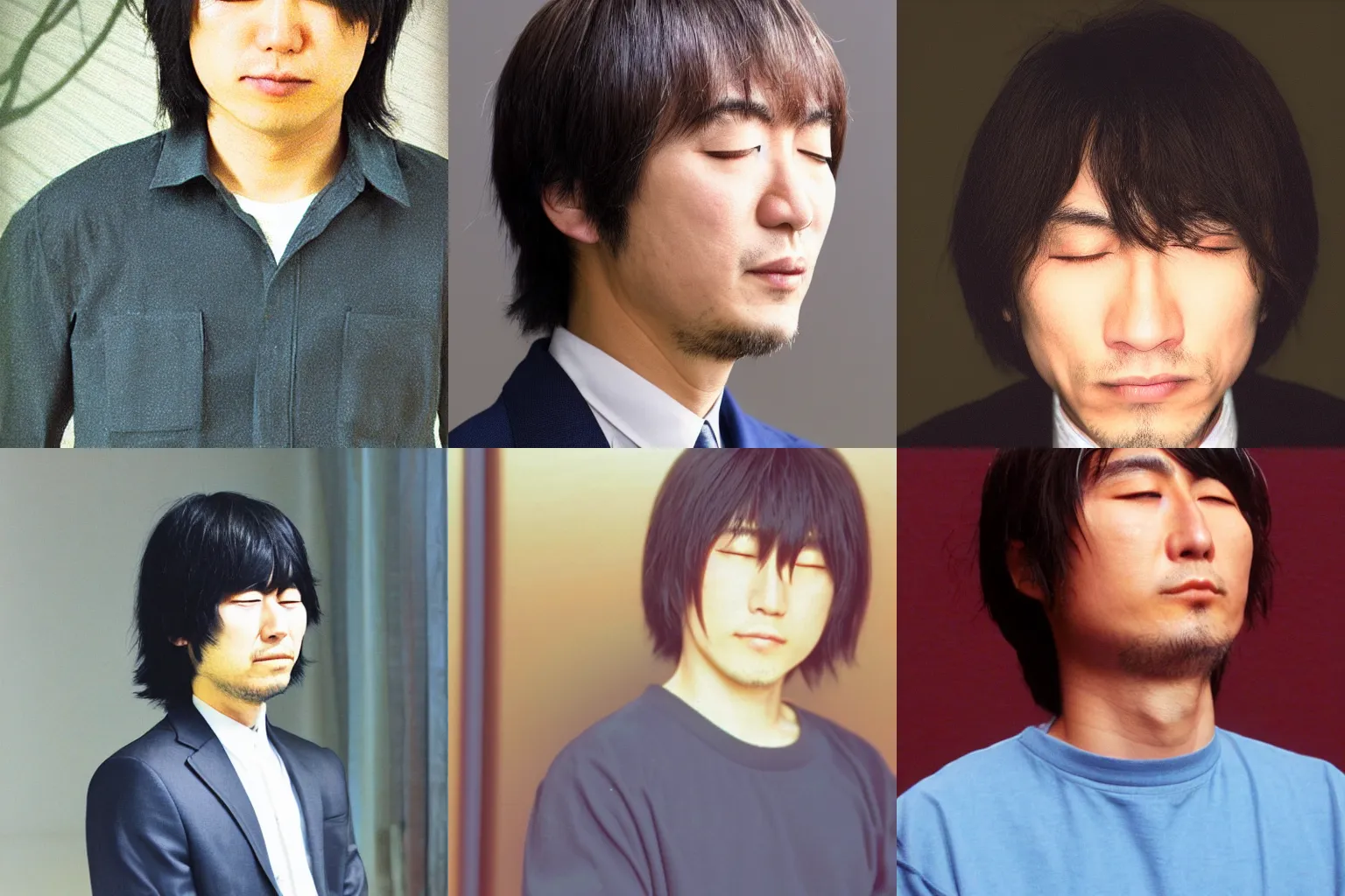 Prompt: full color closeup headshot photo of Shintaro Katsu, closed eyes