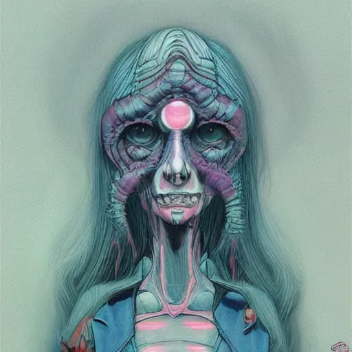 Image similar to original jean giraud digital art painting pastel goth aesthetic, creepy kawaii, psychedelic, sabbas apterus