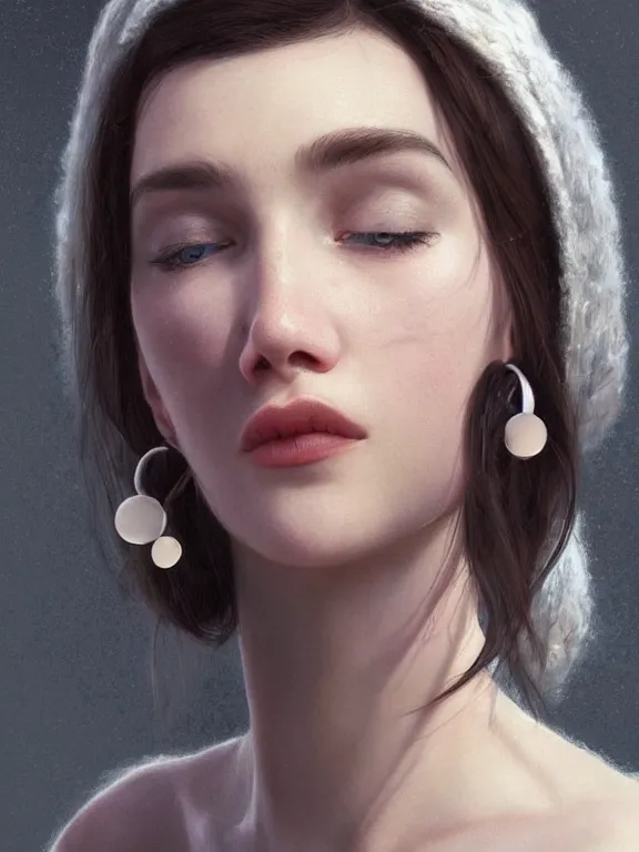 Prompt: beautiful russian girl with short dark hair and septum piercing, thin round earrings, winds of winter, au naturel, hyper detailed, digital art, trending in artstation, cinematic lighting, studio quality, smooth render, octane rendered, concept art, sharp focus, illustration, art by artgerm and greg rutkowski and wlop and krenz cushart