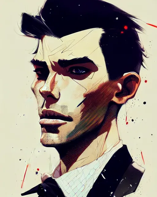 Image similar to a ultradetailed portrait painting of a stylish man wearing suit outfit, by conrad roset, greg rutkowski and makoto shinkai trending on artstation