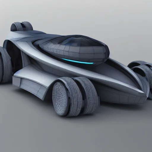 Prompt: 3d Photorealistic Rendering of a Futuristic Vehicle in Gotham city
