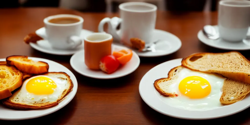 Image similar to photo of breakfast, close - up, low saturation, diffuse light, feels like everyday life