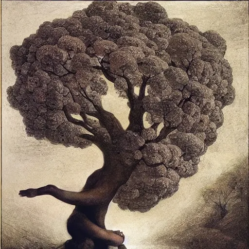 Image similar to tree where the trunk is a beautiful woman's head blooming with flowers, by Odd Nerdrum, by Francisco Goya, by M.C. Escher, beautiful, eerie, surreal, colorful