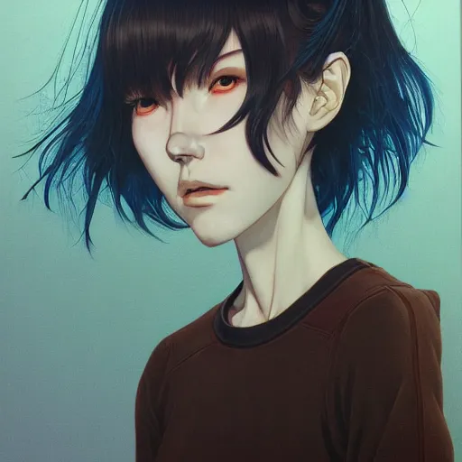 Image similar to citizen portrait soft light painted by james jean and katsuhiro otomo and erik jones, inspired by perfect blue anime, smooth face feature, intricate oil painting, high detail illustration, sharp high detail, manga and anime 1 9 9 9