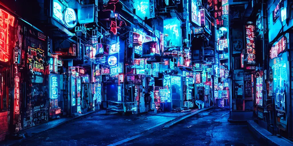 Image similar to black blue neon cyberpunk city on north atlantic island, lights