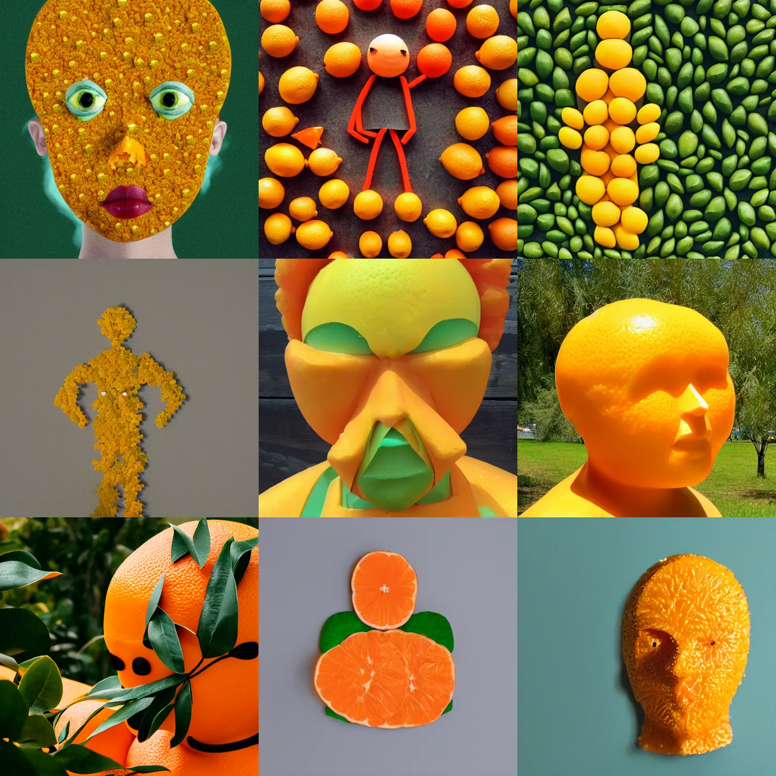 Prompt: a person made of citrus