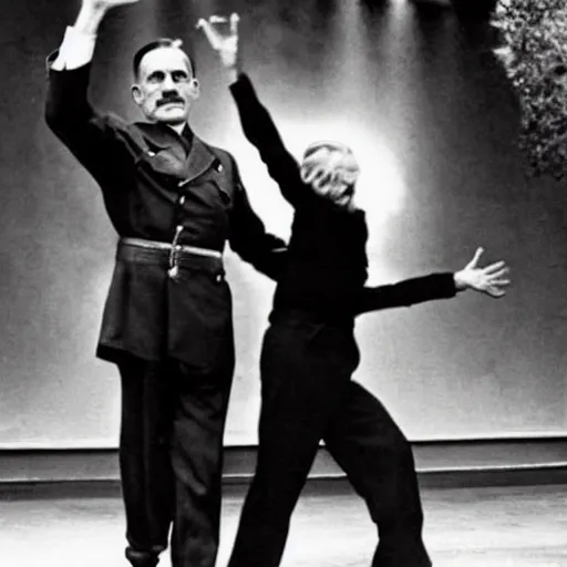 Prompt: jordan peterson dancing with hitler