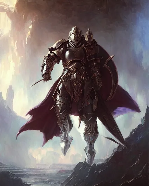 Image similar to A heroic paladin, he wears robes and armour. Award winning oil painting by, ross tran, Thomas Cole and Wayne Barlowe. Highly detailed