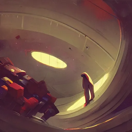 Image similar to people talking inside a space base , artwork by Sergey Kolesov, detailed, dynamic, cinematic composition