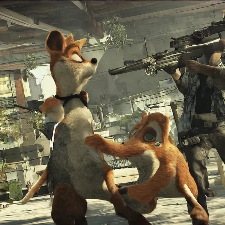 Prompt: max payne 4 set in zootopia