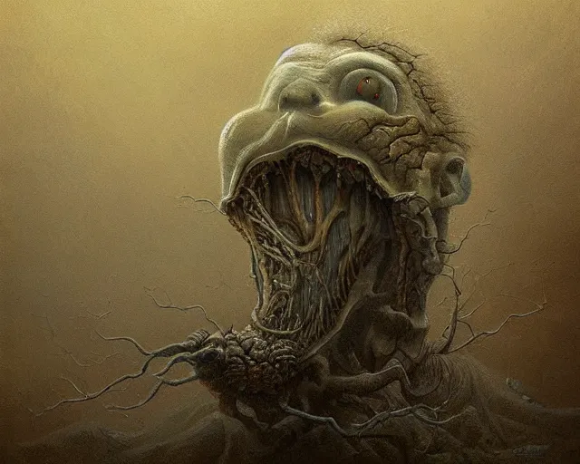 Prompt: a painting of a strange landscape inside the mouth of an otherworldly creature, by anton semenov