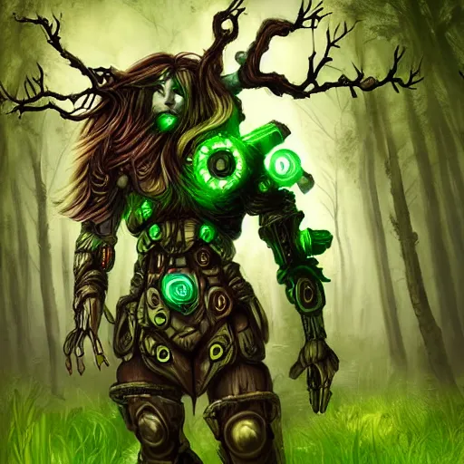 Image similar to druid cyborg in forest
