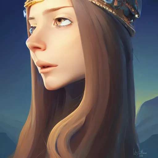 Image similar to face icon stylized minimalist tall girl with long hair and a crown on her head, loftis, cory behance hd by jesper ejsing, by rhads, makoto shinkai and lois van baarle, ilya kuvshinov, rossdraws global illumination,