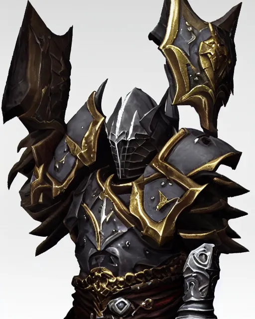 Image similar to fantasy warrior in simple armor, diablo 3 armor, silver with gold accents, smooth, plain, low poly, extremely clean, uncluttered, high-quality