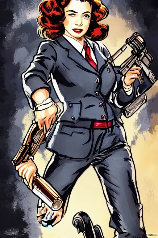 Image similar to Agent carter illustration concept art in the style of Amano, Yoshitaka