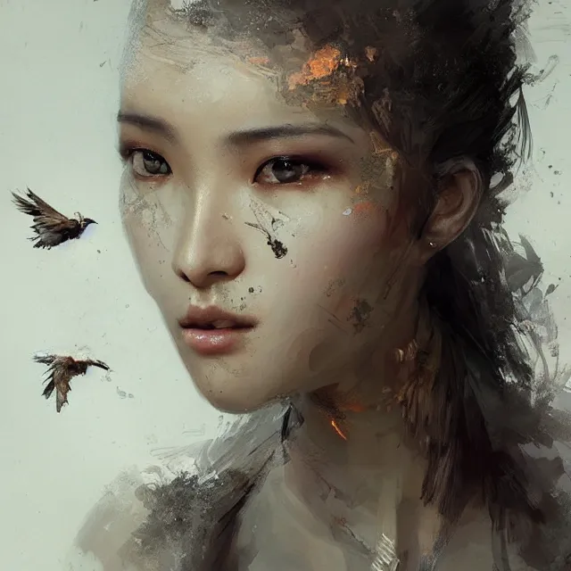 Image similar to very beauty girl asian, wings, hyper detailed, insane details, intricate, elite, elegant, luxury, by ismail inceoglu dragan bibin hans thoma greg rutkowski alexandros pyromallis rene maritte illustrated, perfect face, fine details, realistic shaded, fine - face, pretty face